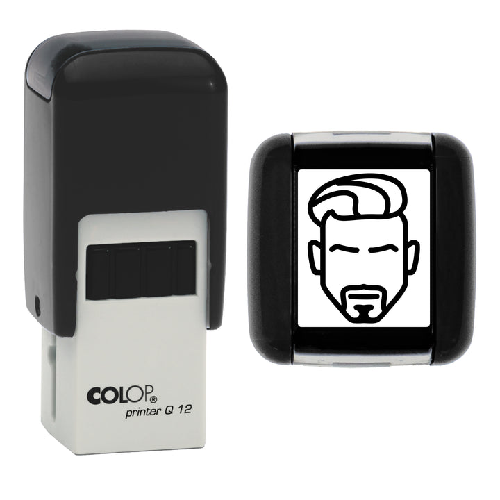 Gents Face - Barbers Loyalty Card Rubber Stamp - Loyalty Card Self-Inking Stamp - COLOP Q12 - 12 x 12mm