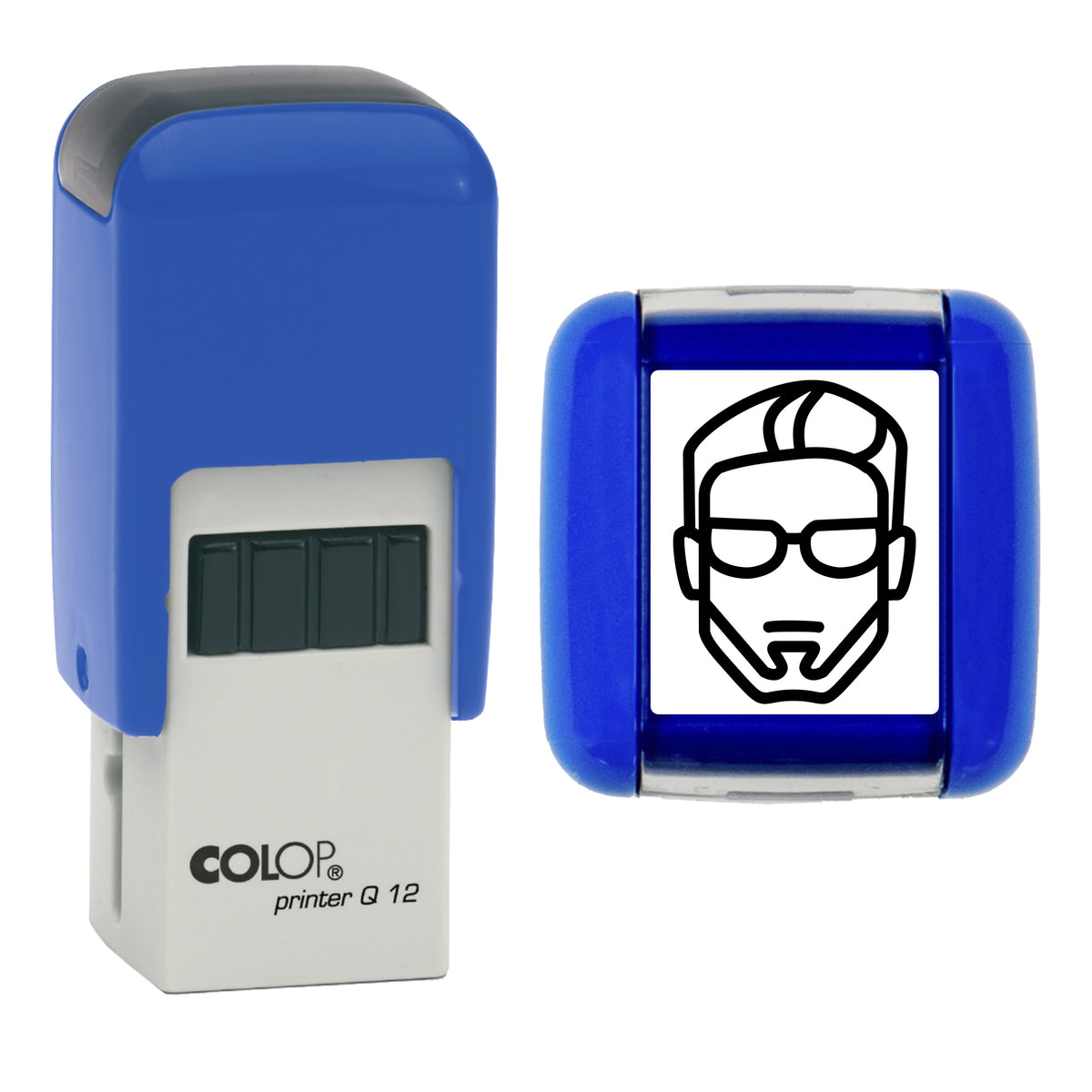 Gents Face - Barbers Loyalty Card Rubber Stamp - Loyalty Card Self-Inking Stamp - COLOP Q12 - 12 x 12mm - black ink