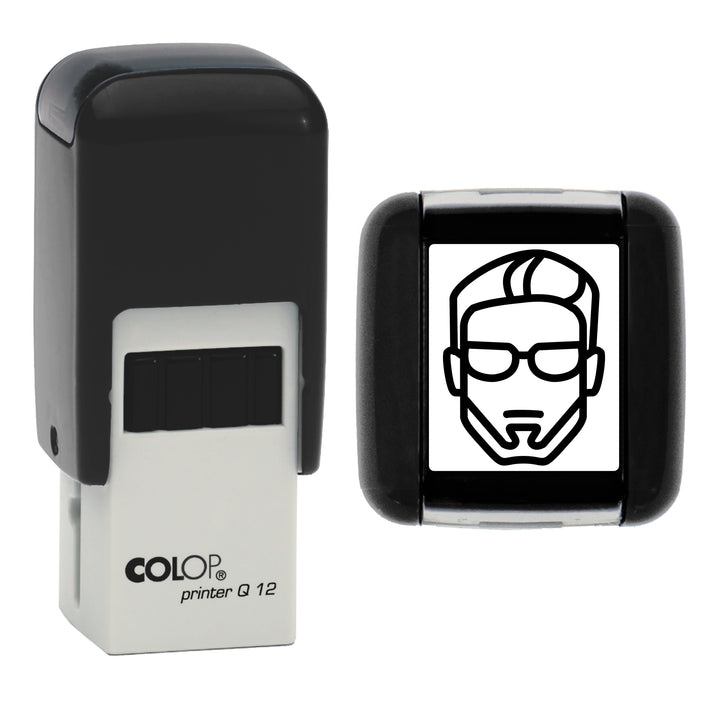 Gents Face - Barbers Loyalty Card Rubber Stamp - Loyalty Card Self-Inking Stamp - COLOP Q12 - 12 x 12mm