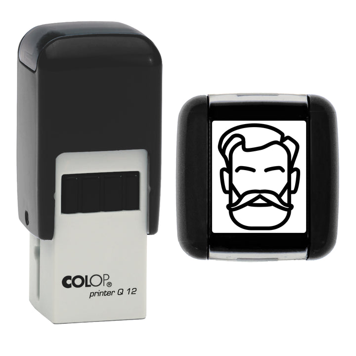 Gents Face - Barbers Loyalty Card Rubber Stamp - Loyalty Card Self-Inking Stamp - COLOP Q12 - 12 x 12mm