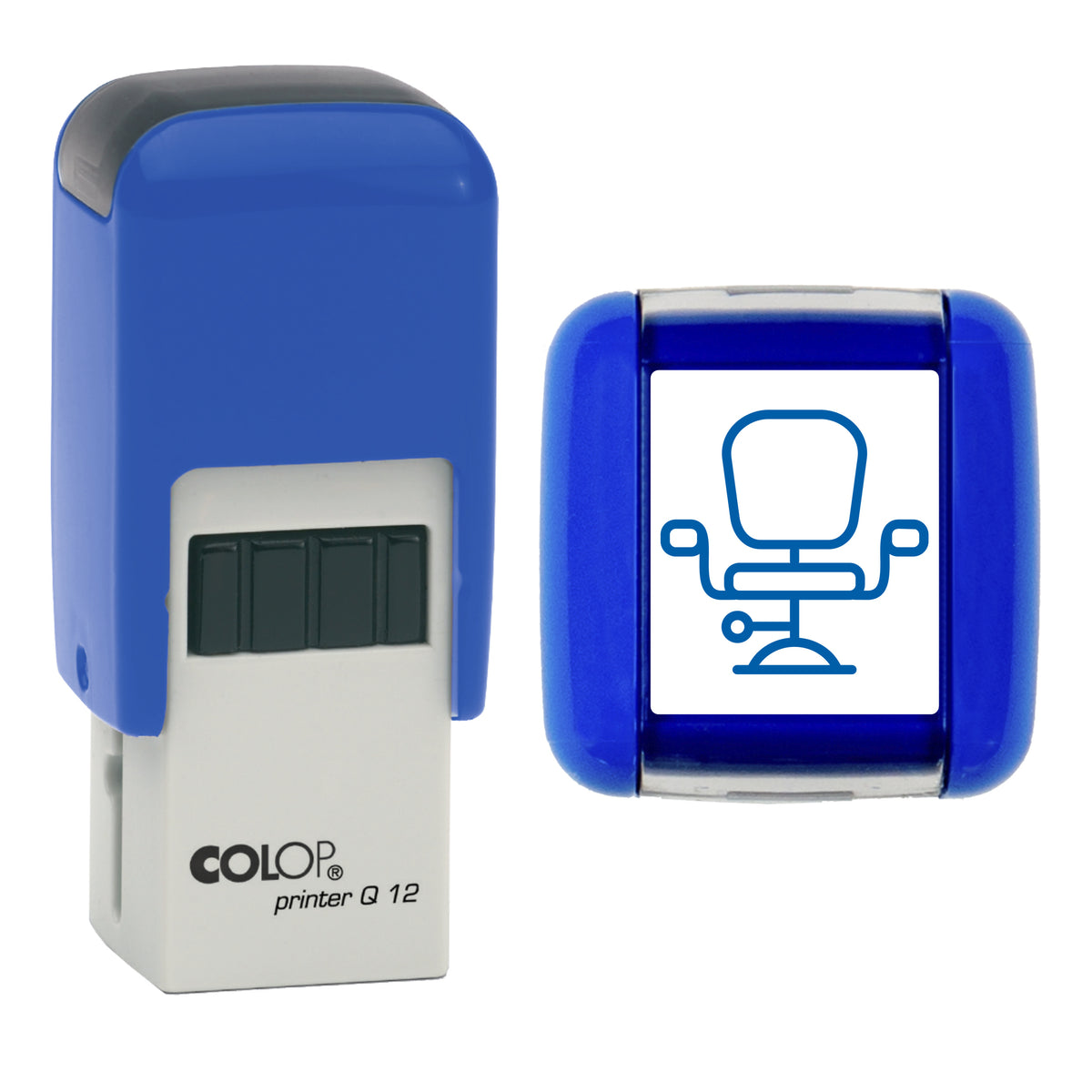 Barbers Chair - Barbers Loyalty Card Rubber Stamp - Loyalty Card Self-Inking Stamp - COLOP Q12 - 12 x 12mm - blue ink