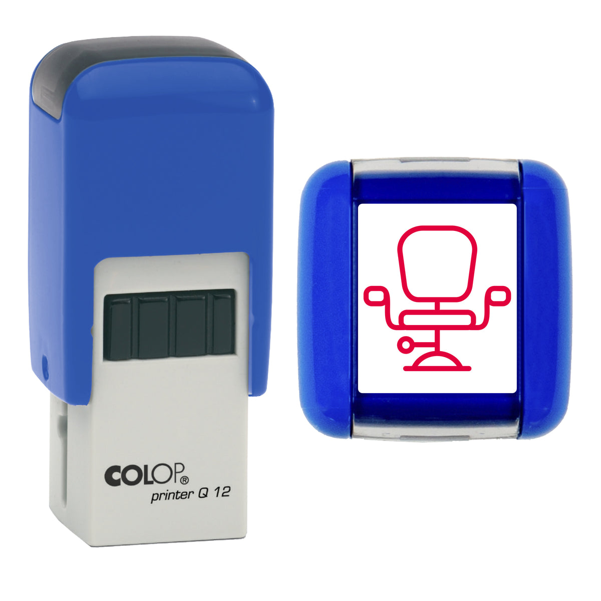 Barbers Chair - Barbers Loyalty Card Rubber Stamp - Loyalty Card Self-Inking Stamp - COLOP Q12 - 12 x 12mm - red ink