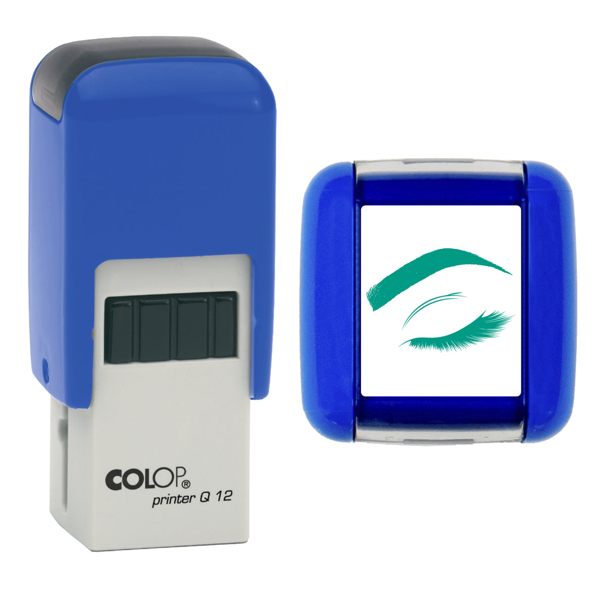 Brow & Lashes - Salon Loyalty Card Rubber Stamp - Loyalty Card Self-Inking Stamp - COLOP Q12 - 12 x 12mm - green ink