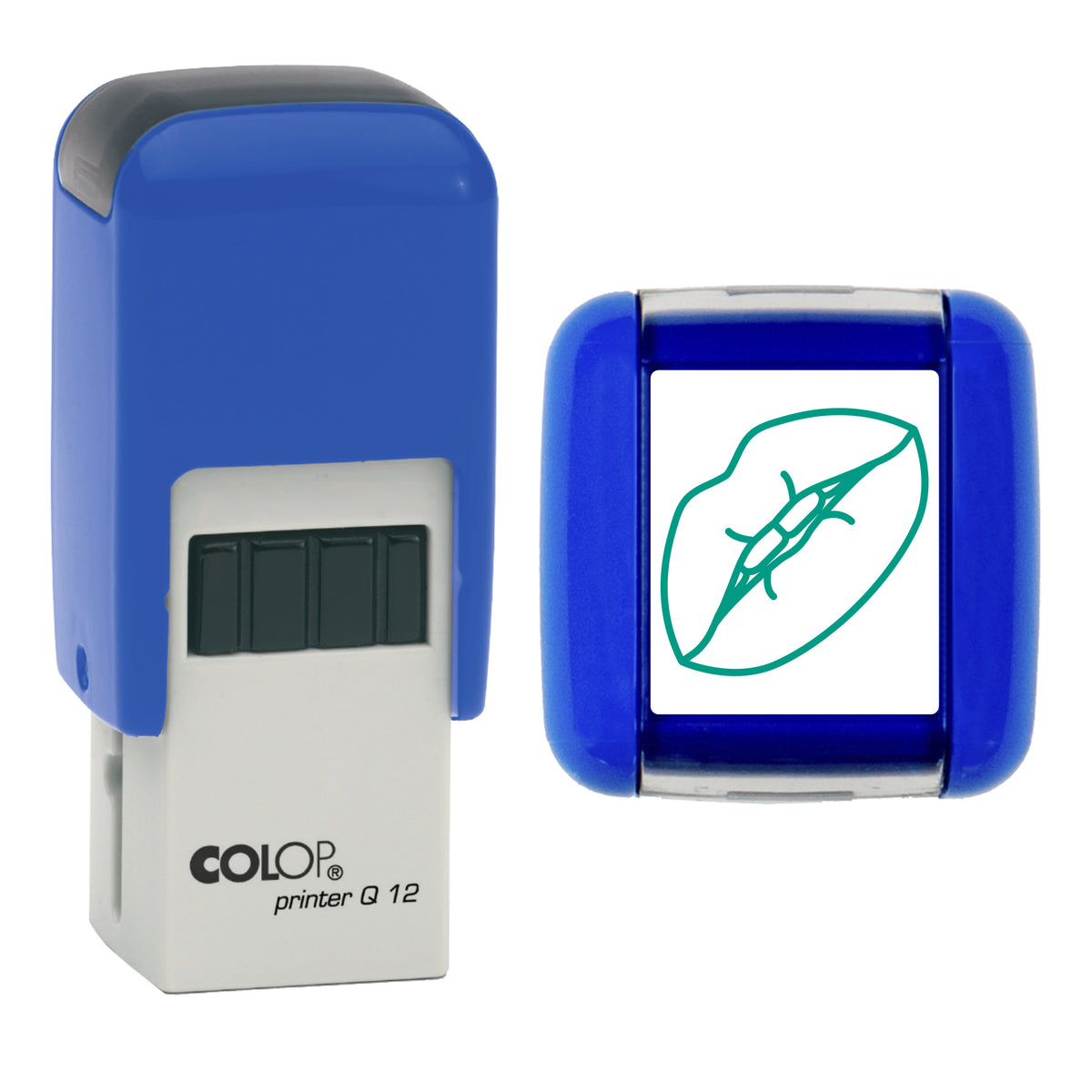 Lips - Salon Loyalty Card Rubber Stamp - Loyalty Card Self-Inking Stamp - COLOP Q12 - 12 x 12mm - green ink