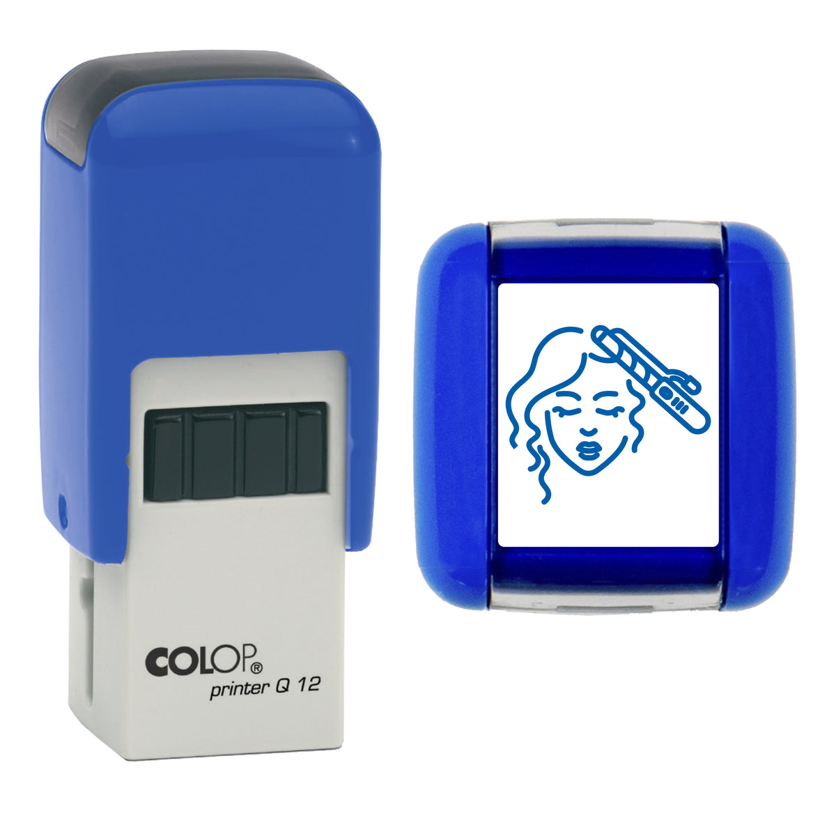 Hair - Salon Loyalty Card Rubber Stamp - Loyalty Card Self-Inking Stamp - COLOP Q12 - 12 x 12mm - blue ink