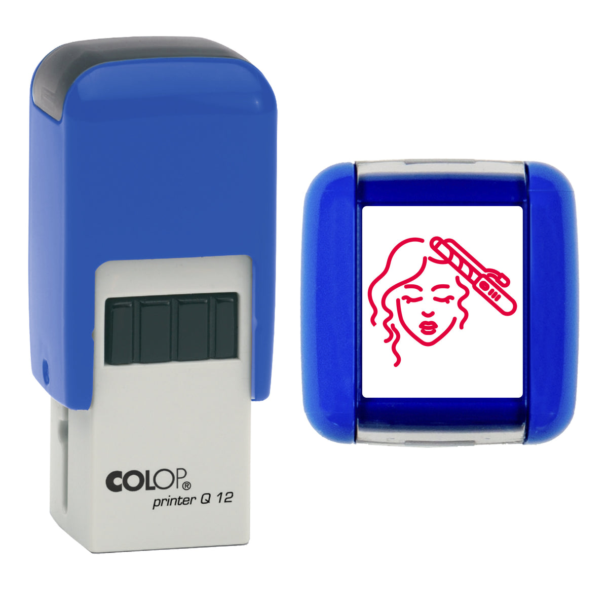 Hair - Salon Loyalty Card Rubber Stamp - Loyalty Card Self-Inking Stamp - COLOP Q12 - 12 x 12mm - red ink