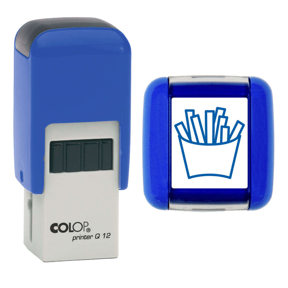 Fries - Café - Takeaway Loyalty Card Rubber Stamp - Loyalty Card Self-Inking Stamp - COLOP Q12 - 12 x 12mm - blue ink