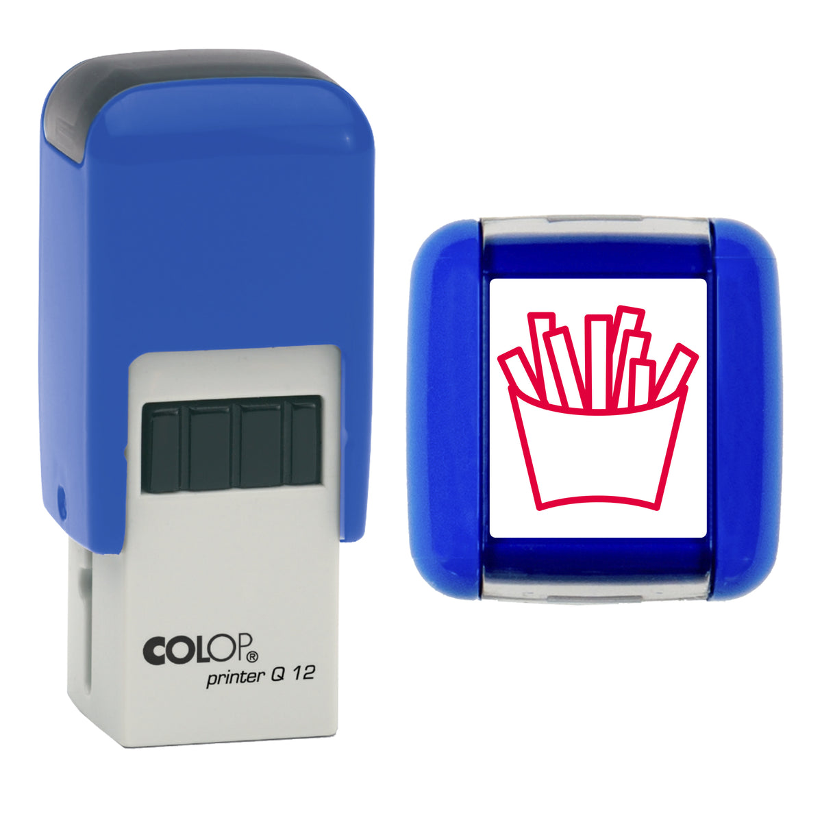 Fries - Café - Takeaway Loyalty Card Rubber Stamp - Loyalty Card Self-Inking Stamp - COLOP Q12 - 12 x 12mm - red ink