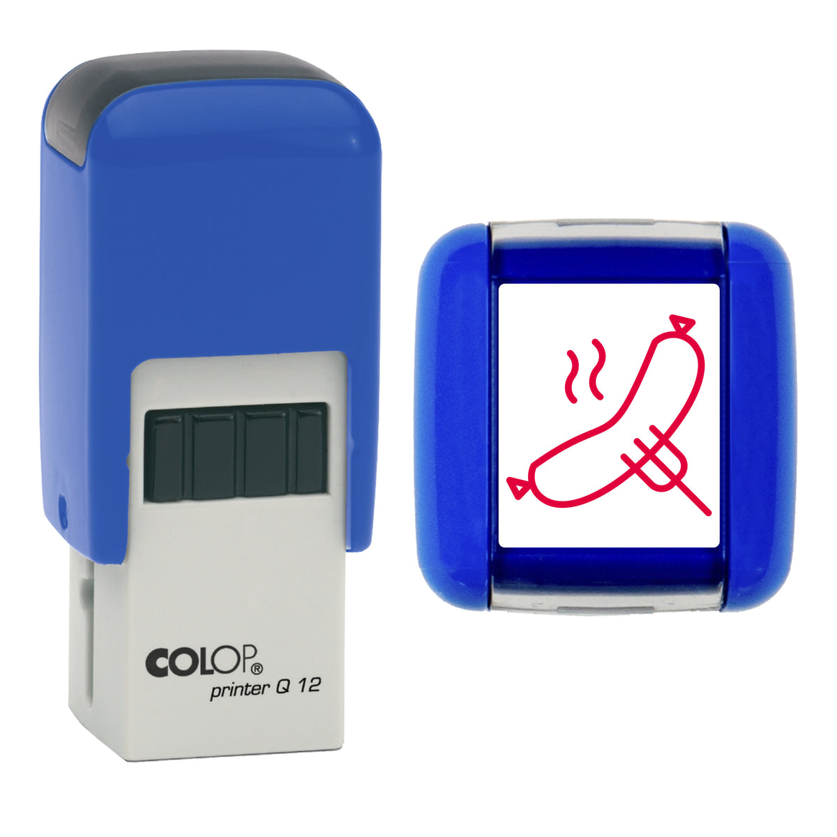 Sausage - Café - Takeaway Loyalty Card Rubber Stamp - Loyalty Card Self-Inking Stamp - COLOP Q12 - 12 x 12mm - red ink