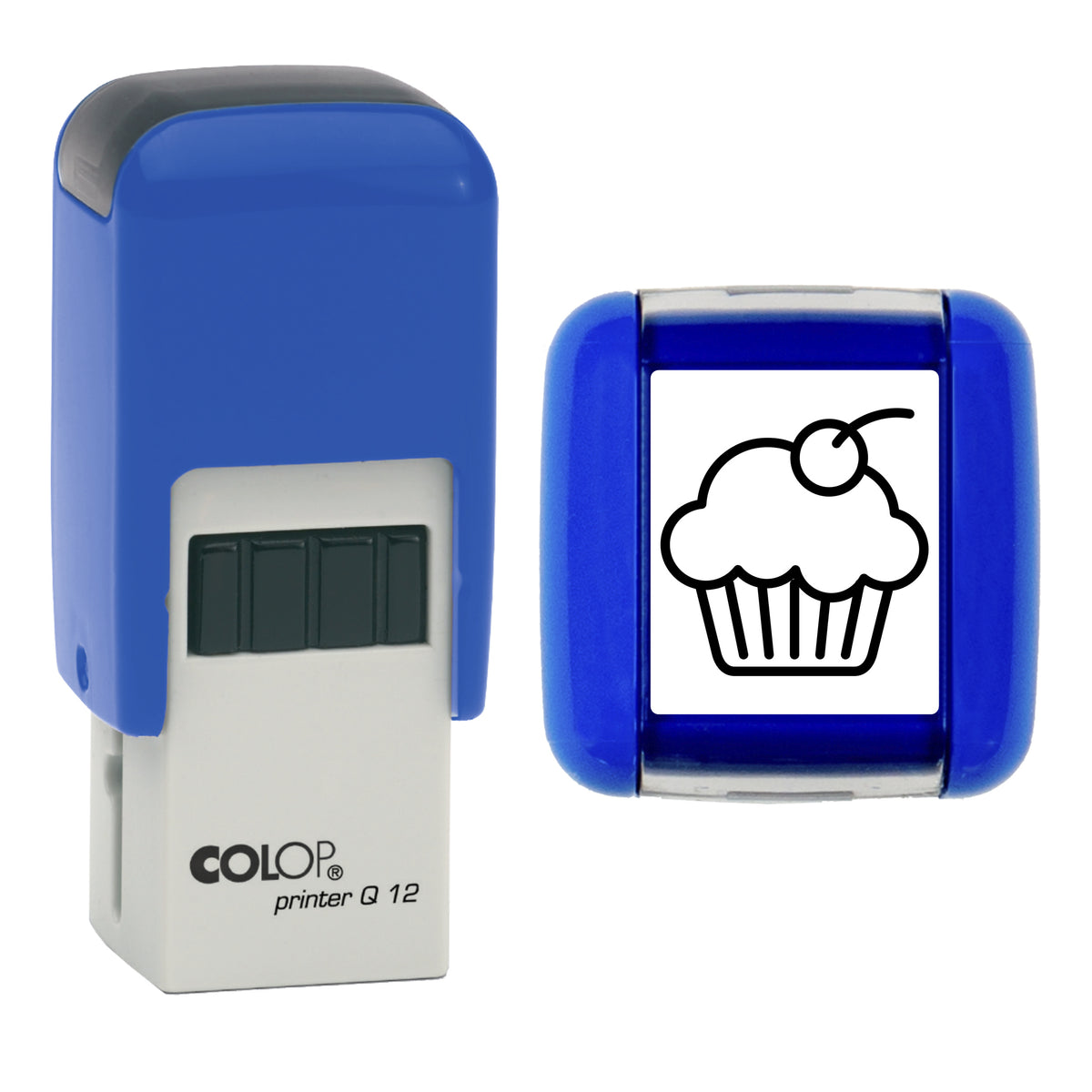 Muffin With Cherry - Café - Bakery Loyalty Card Rubber Stamp - Loyalty Card Self-Inking Stamp - COLOP Q12 - 12 x 12mm - black ink