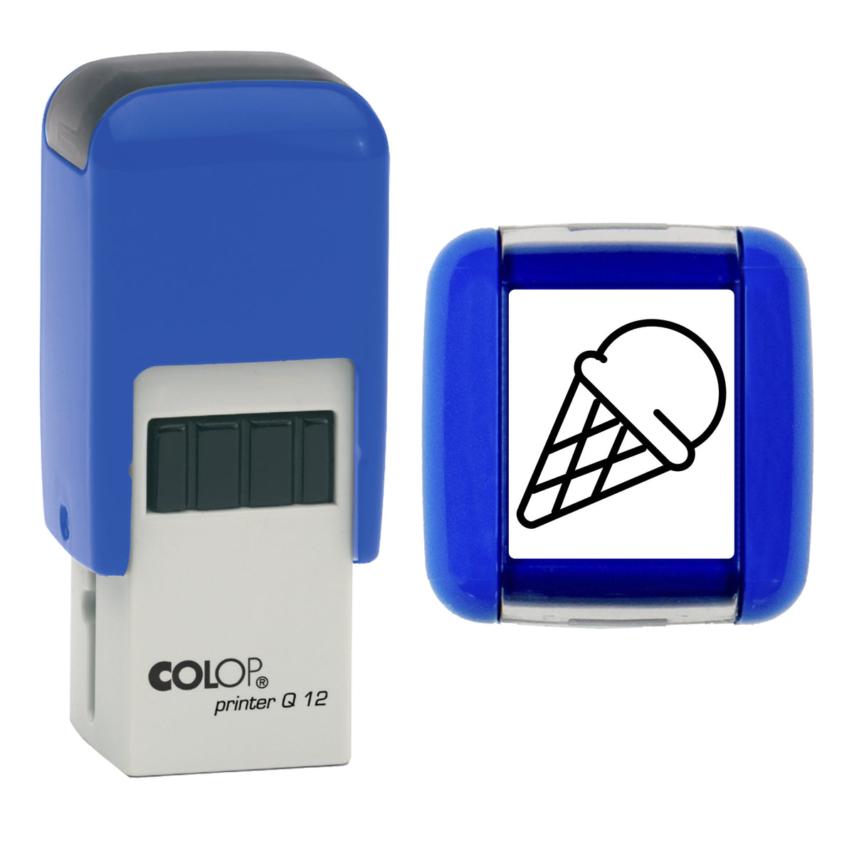 Ice Cream Cone - Café - Takeaway Loyalty Card Rubber Stamp - Loyalty Card Self-Inking Stamp - COLOP Q12 - 12 x 12mm - black ink
