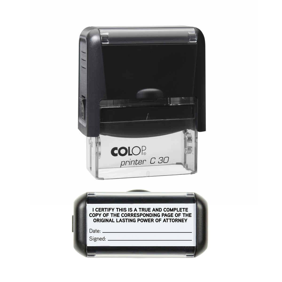Lasting Power of Attorney Certified Copy COLOP C30 black ink impression