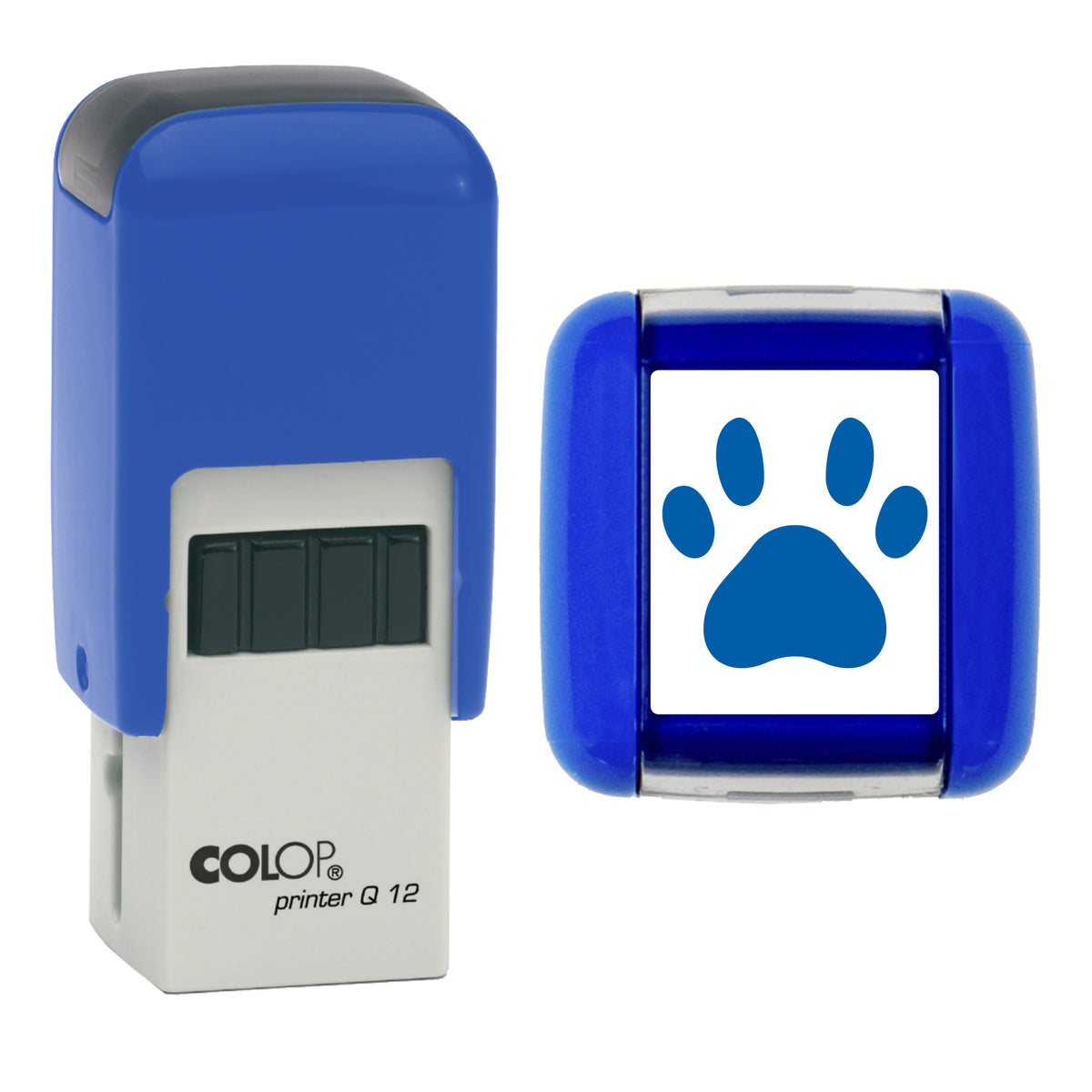 Dog Paw stamp, COLOP Q12, blue ink