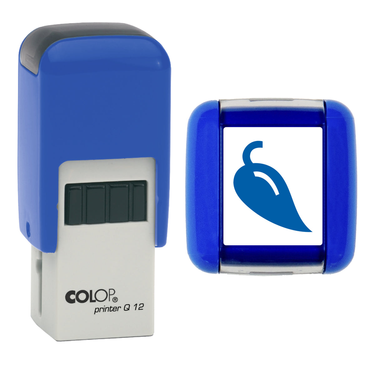Chilli stamp, COLOP Q12, blue ink