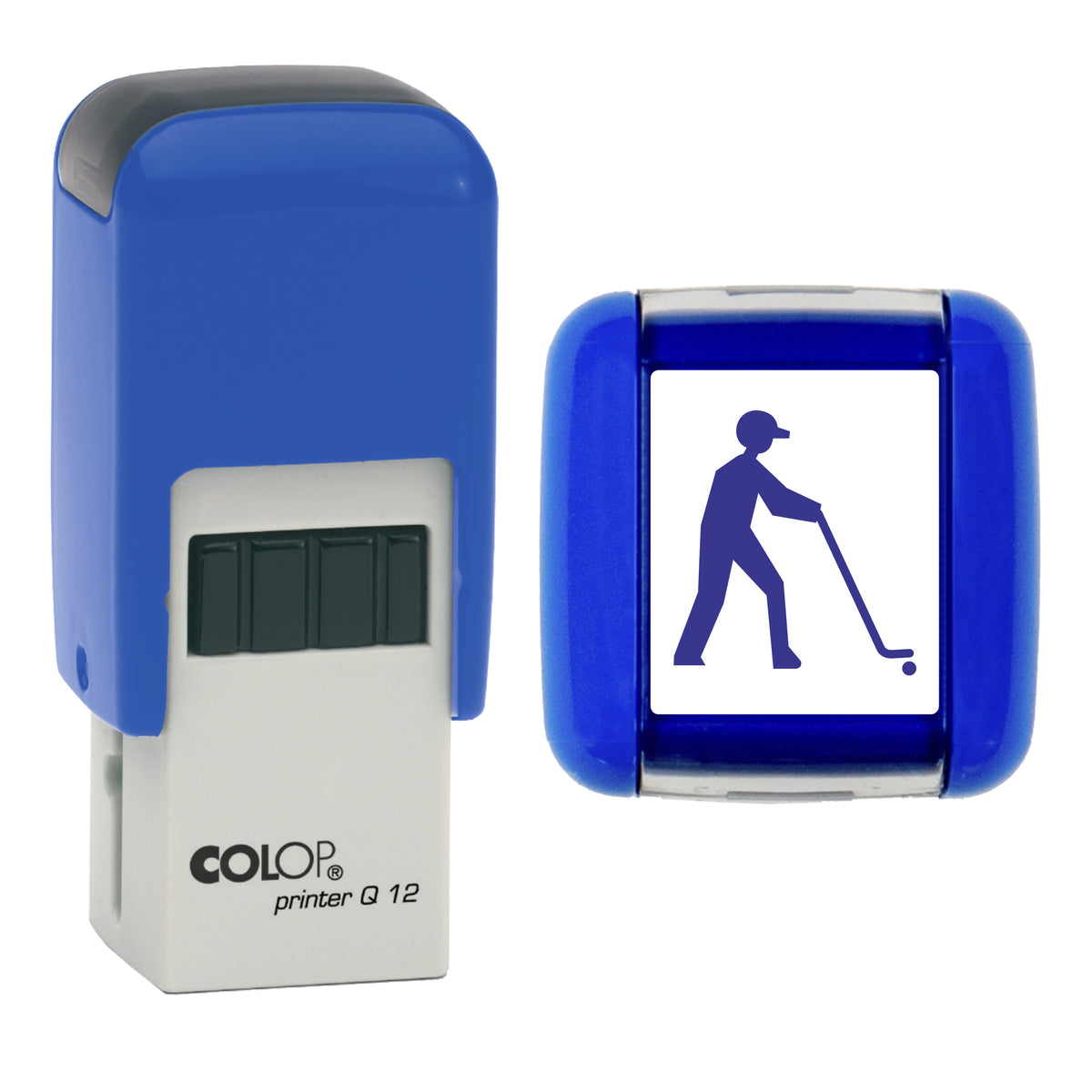 Golfer stamp, COLOP Q12, violet ink