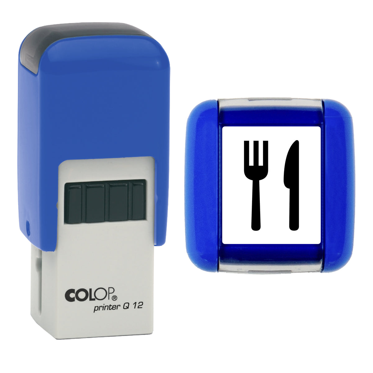 Knife and Fork stamp, COLOP Q12, black ink