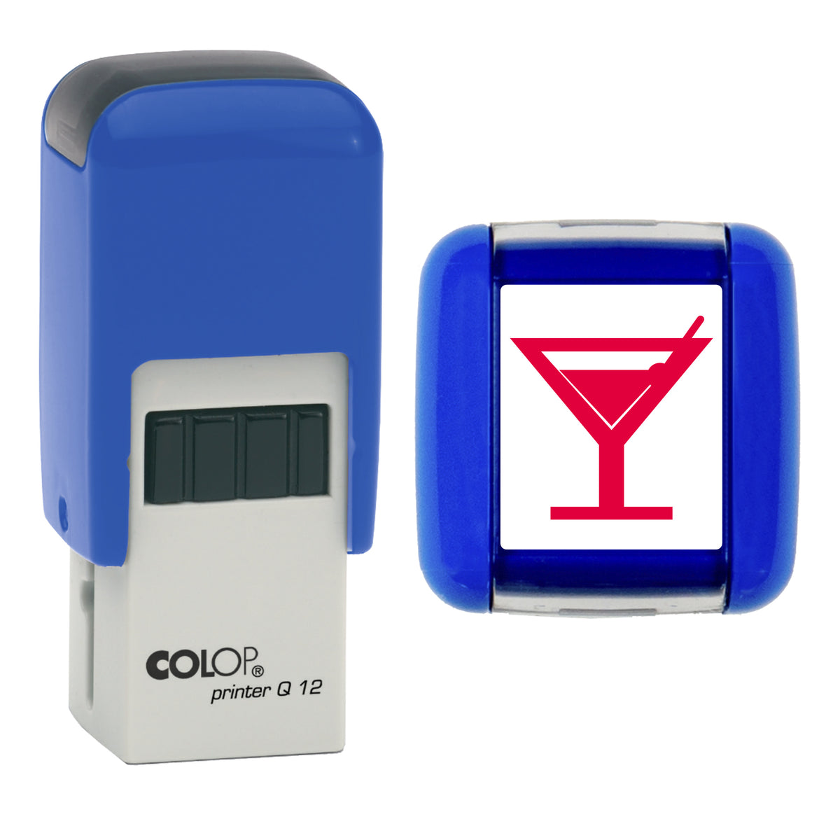 Cocktail Glass stamp, COLOP Q12, red ink