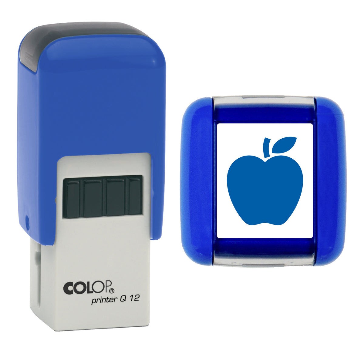 Apple stamp, COLOP Q12, blue ink