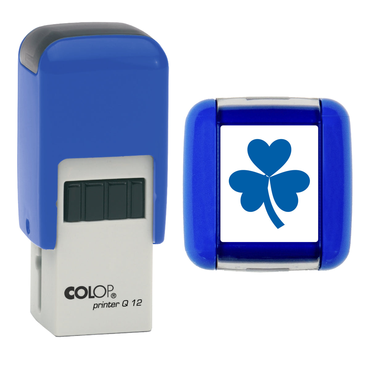 Shamrock stamp, COLOP Q12, blue ink