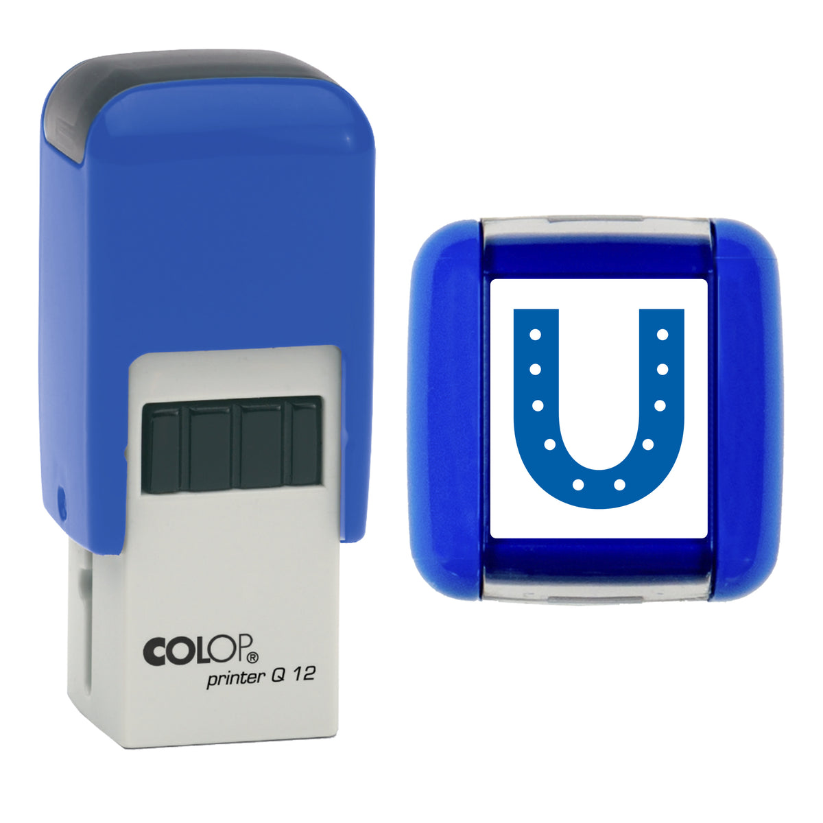 Horseshoe stamp, COLOP Q12, blue ink