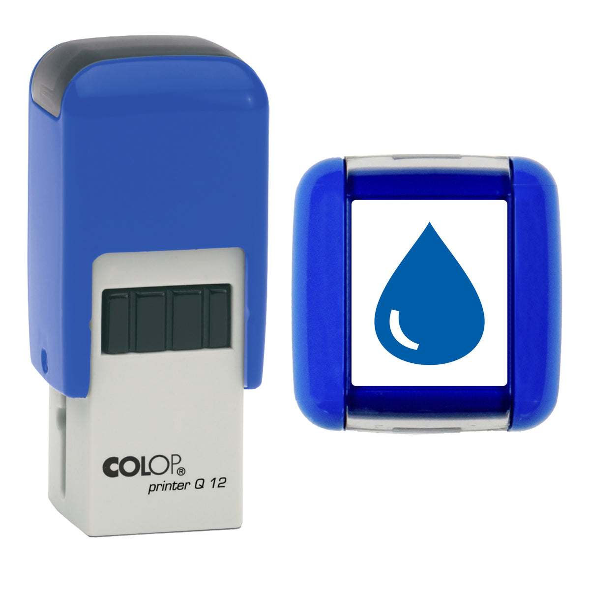 Water Drop stamp, COLOP Q12, blue ink