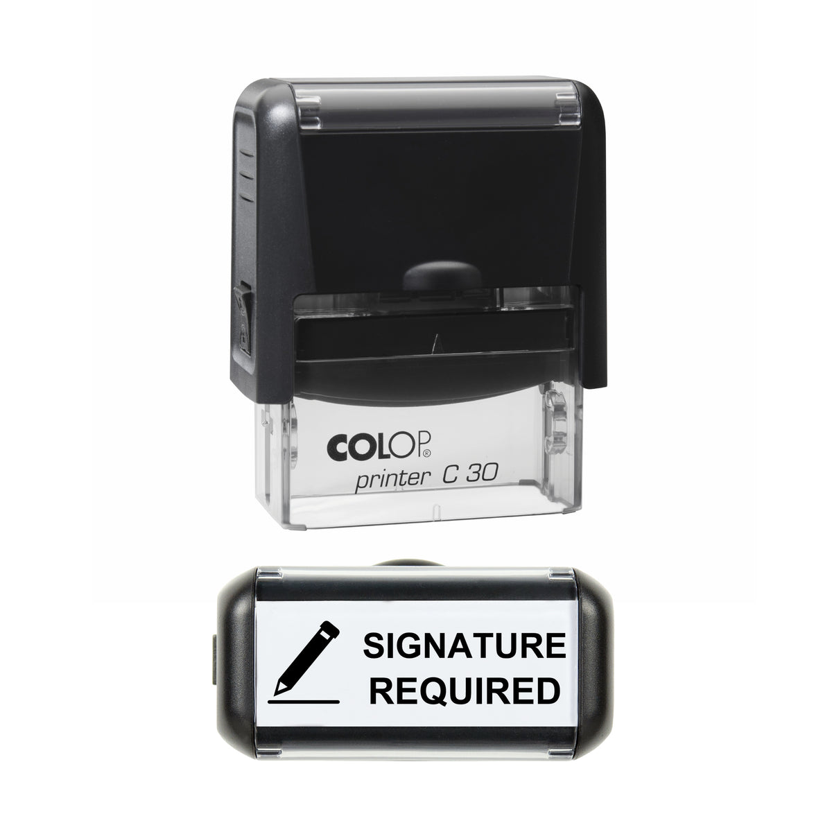 Signature Required stamp, COLOP C30, black ink