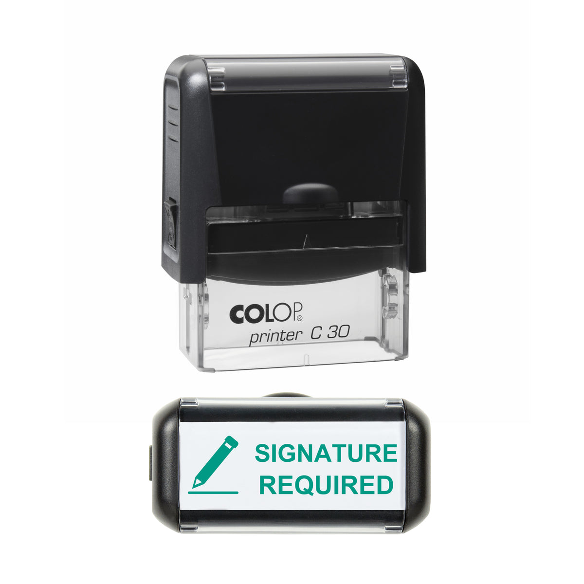Signature Required stamp, COLOP C30, green ink
