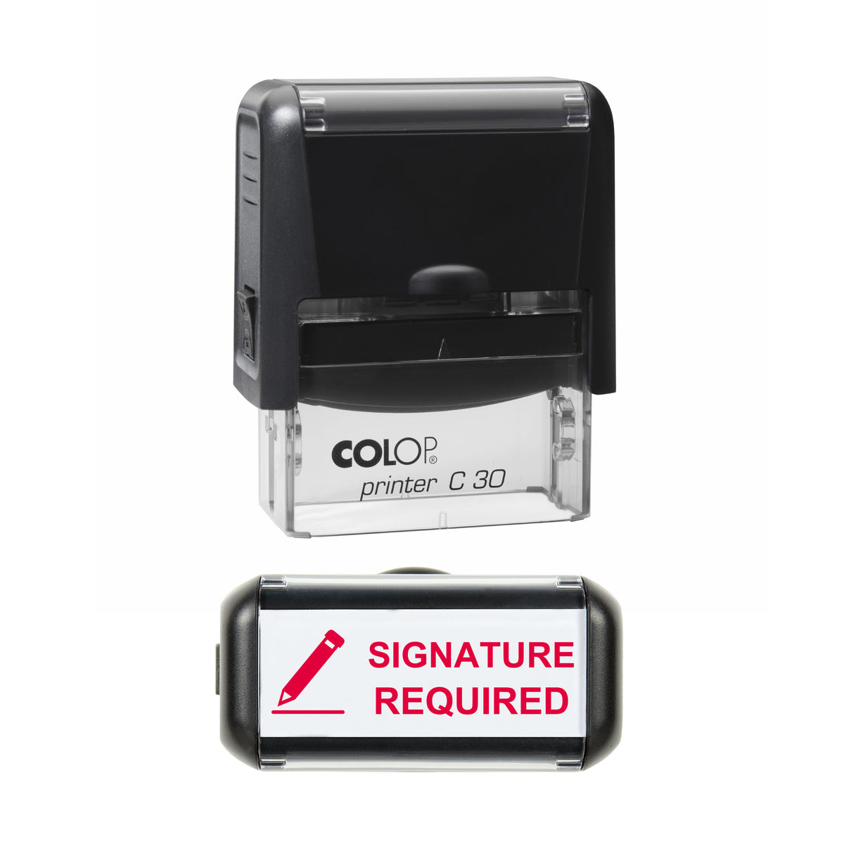 Signature Required stamp, COLOP C30, red ink