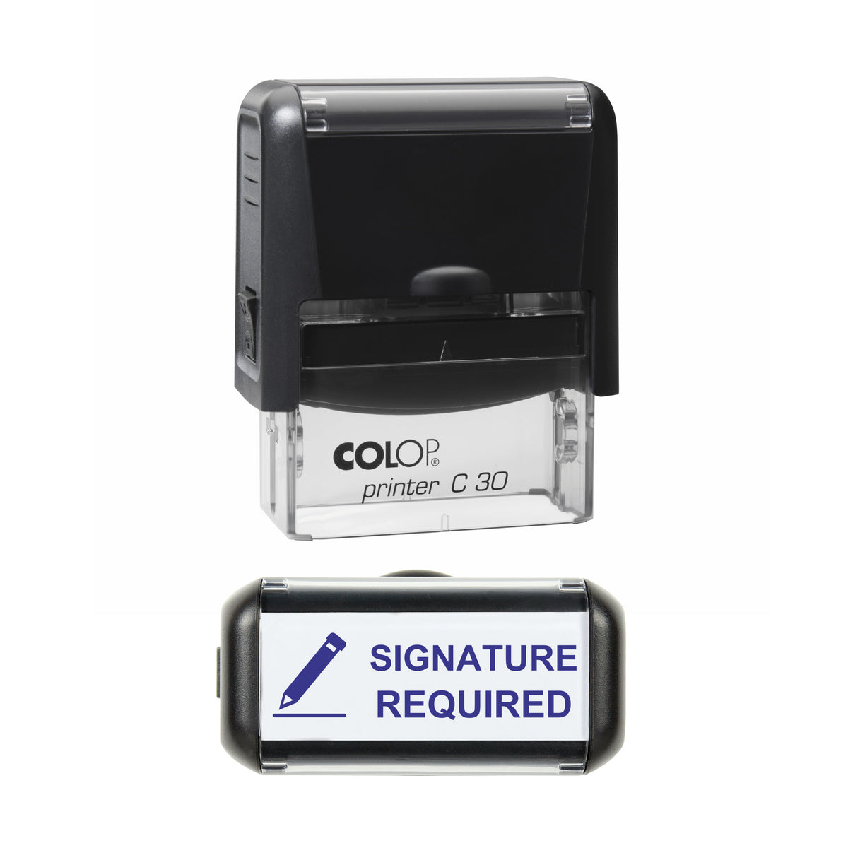 Signature Required stamp, COLOP C30, violet ink