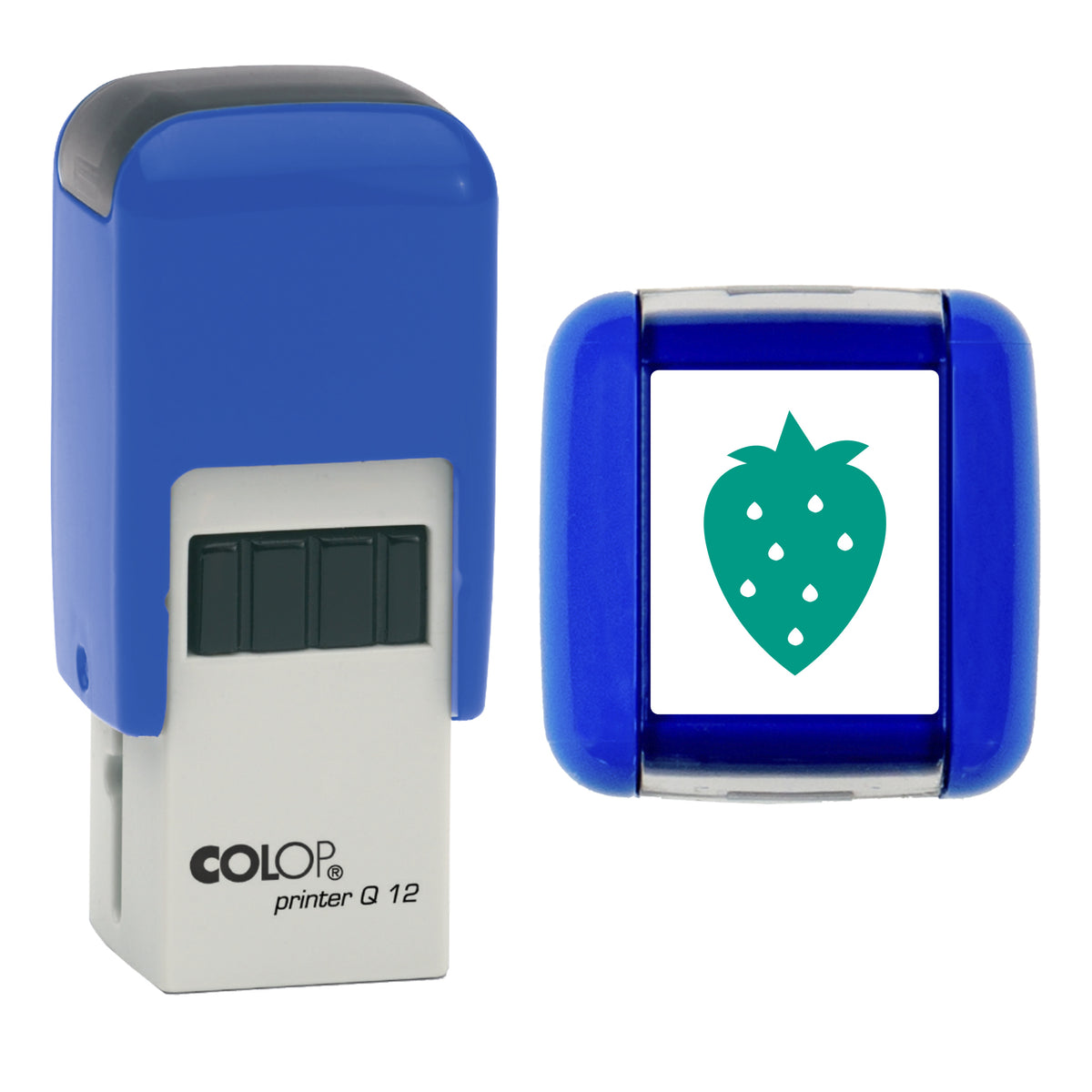 Strawberry stamp, COLOP Q12, green ink