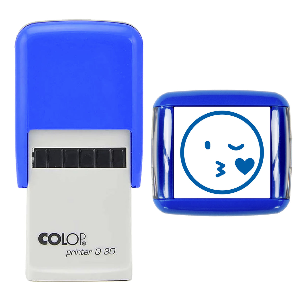 Kiss stamp, COLOP Q30, blue ink