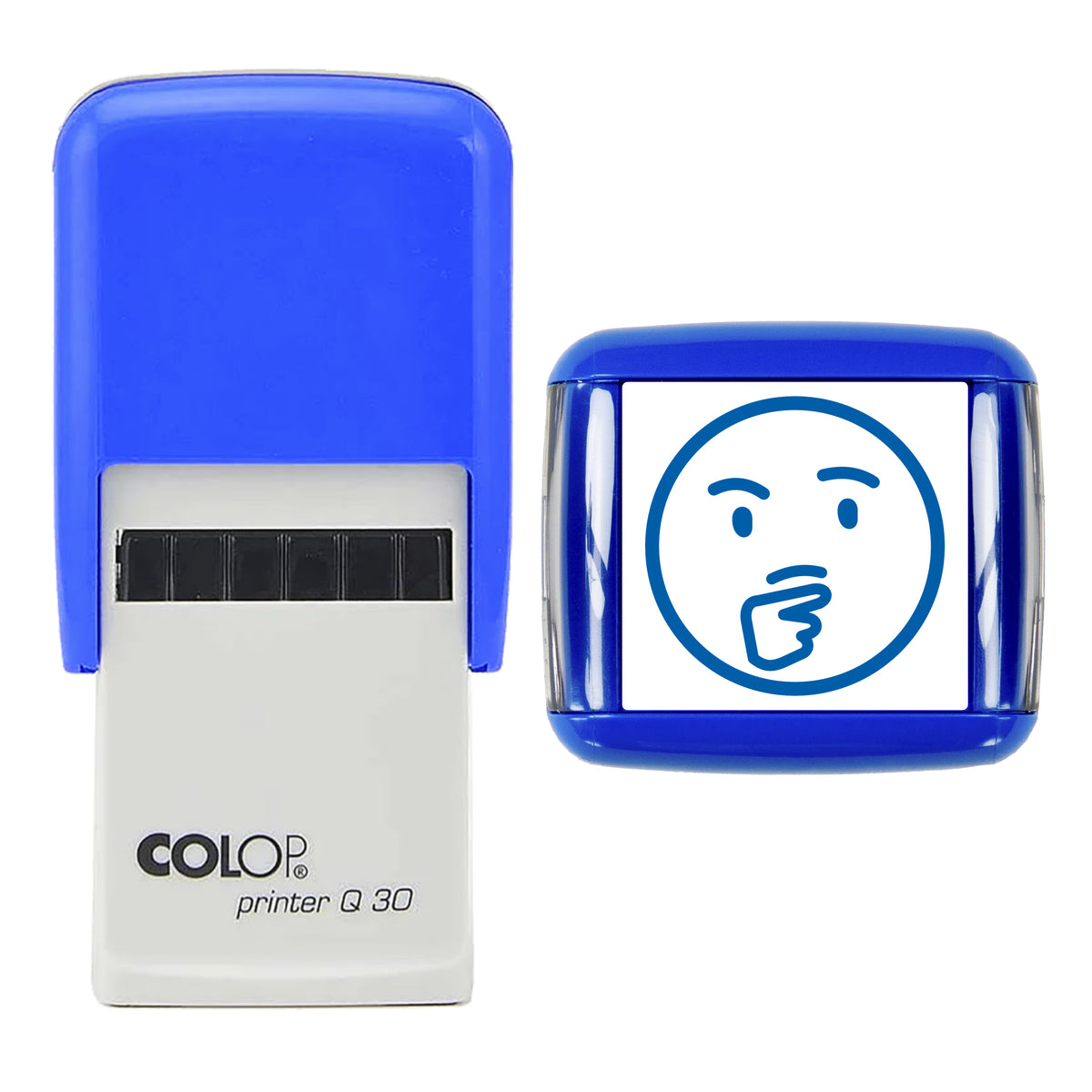 Thinking stamp, COLOP Q30, blue ink