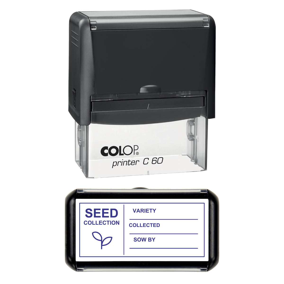 Seed Collection Packet Stamp, COLOP C60, 77 x 36mm, violet ink