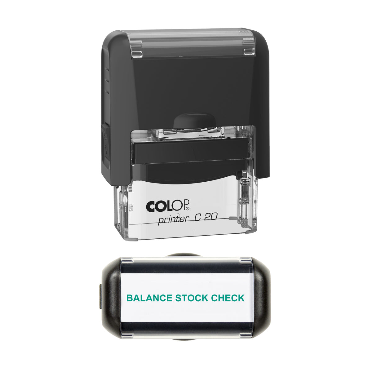Balance Stock Check Pharmacy Stamp, COLOP C20, 37 x 12mm, green ink