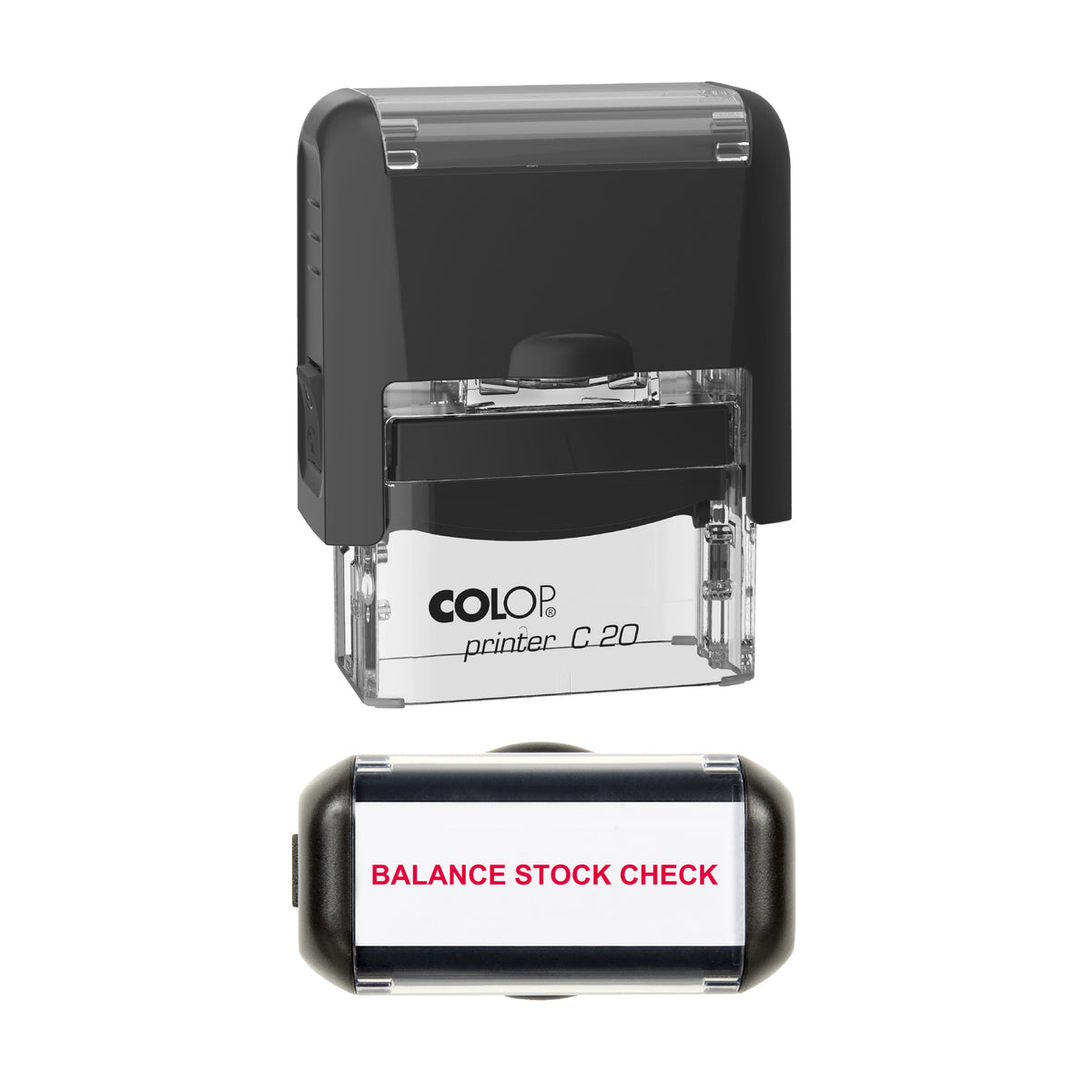 Balance Stock Check Pharmacy Stamp, COLOP C20, 37 x 12mm, red ink