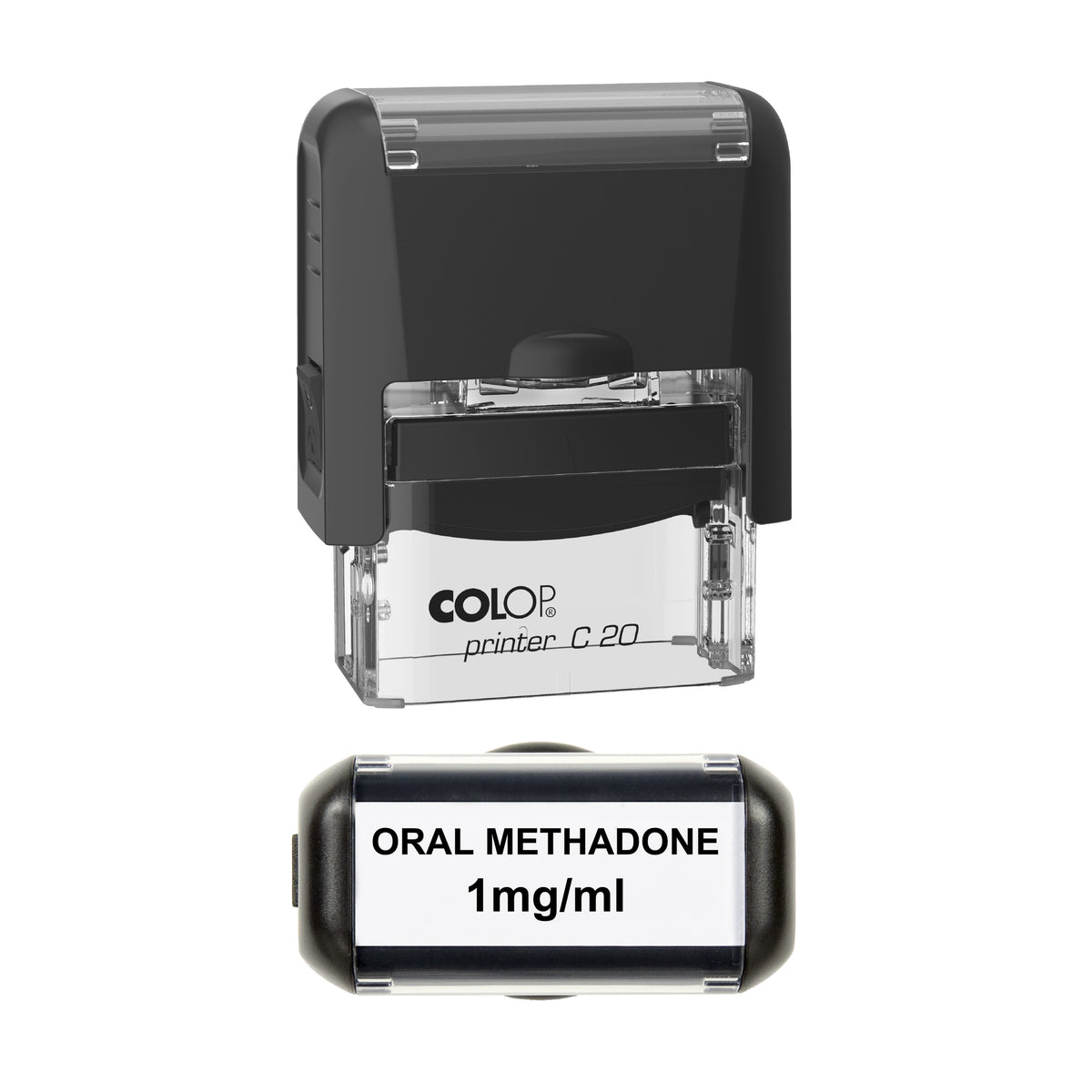 Oral Methadone 1mg/ml Pharmacy Stamp, COLOP C20, 37 x 12mm, black ink