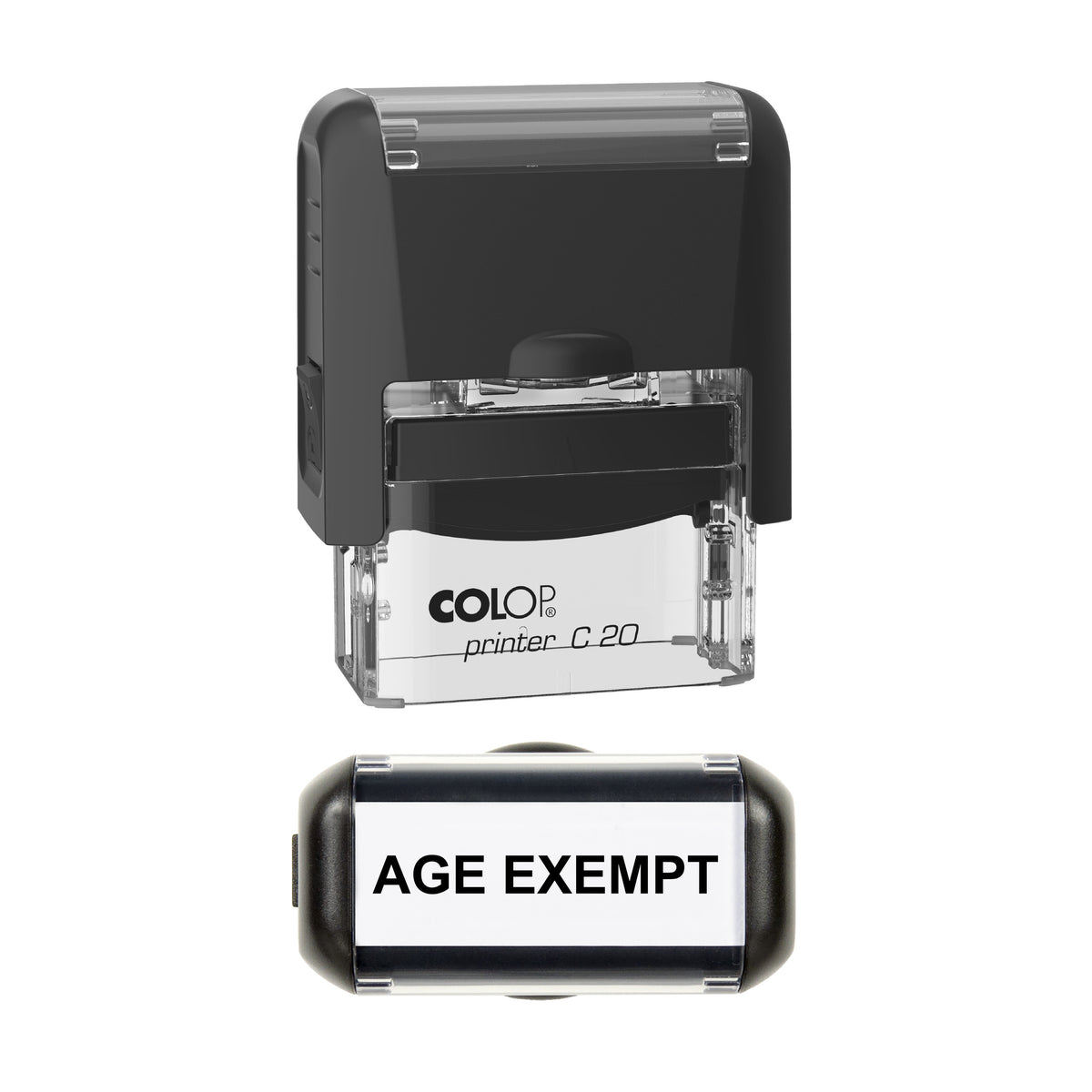 Age Exempt Pharmacy Stamp, COLOP C20, 37 x 12mm, black ink