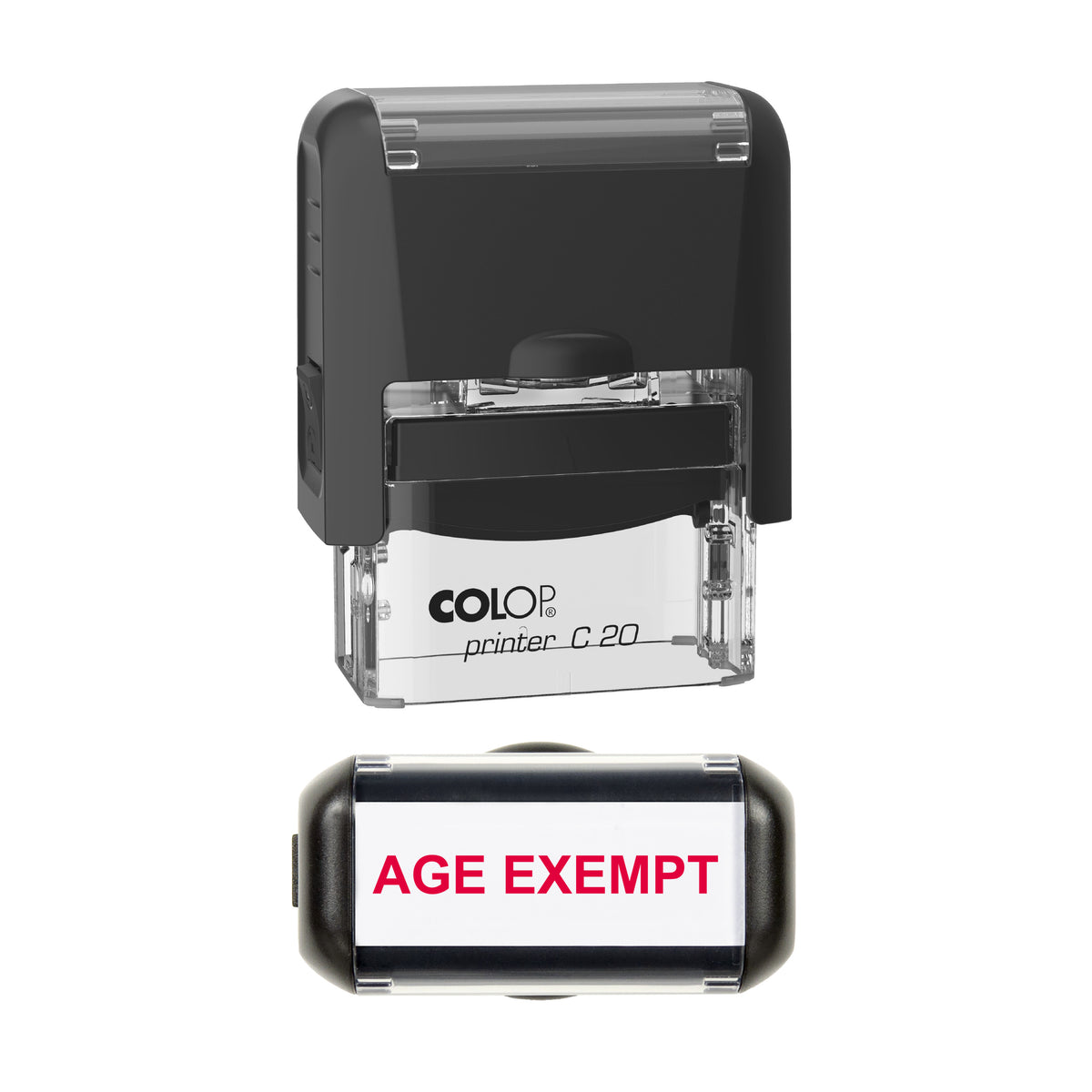 Age Exempt Pharmacy Stamp, COLOP C20, 37 x 12mm, red ink
