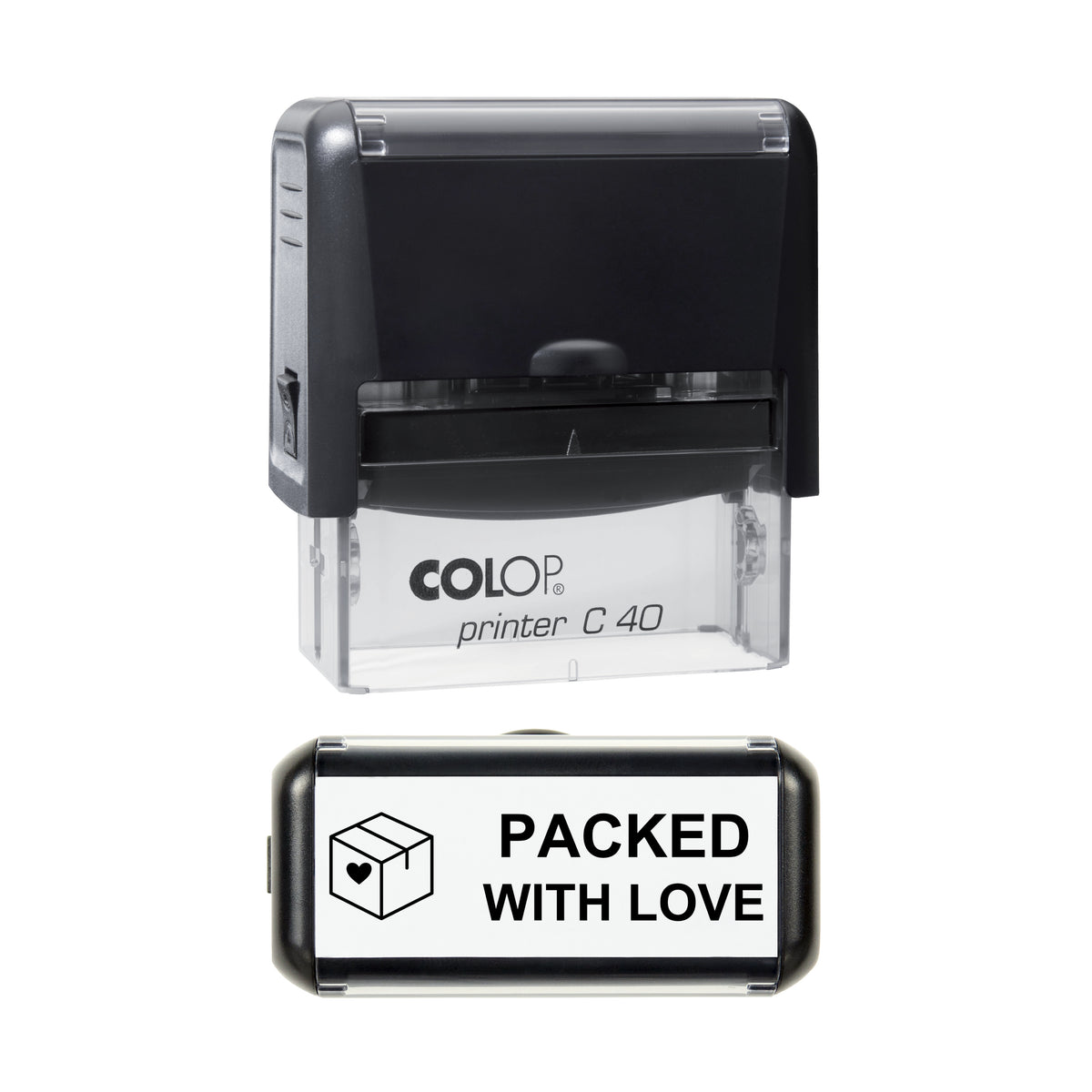 Packed With Love Packaging Stamp, COLOP C40, 58 x 22mm, black ink