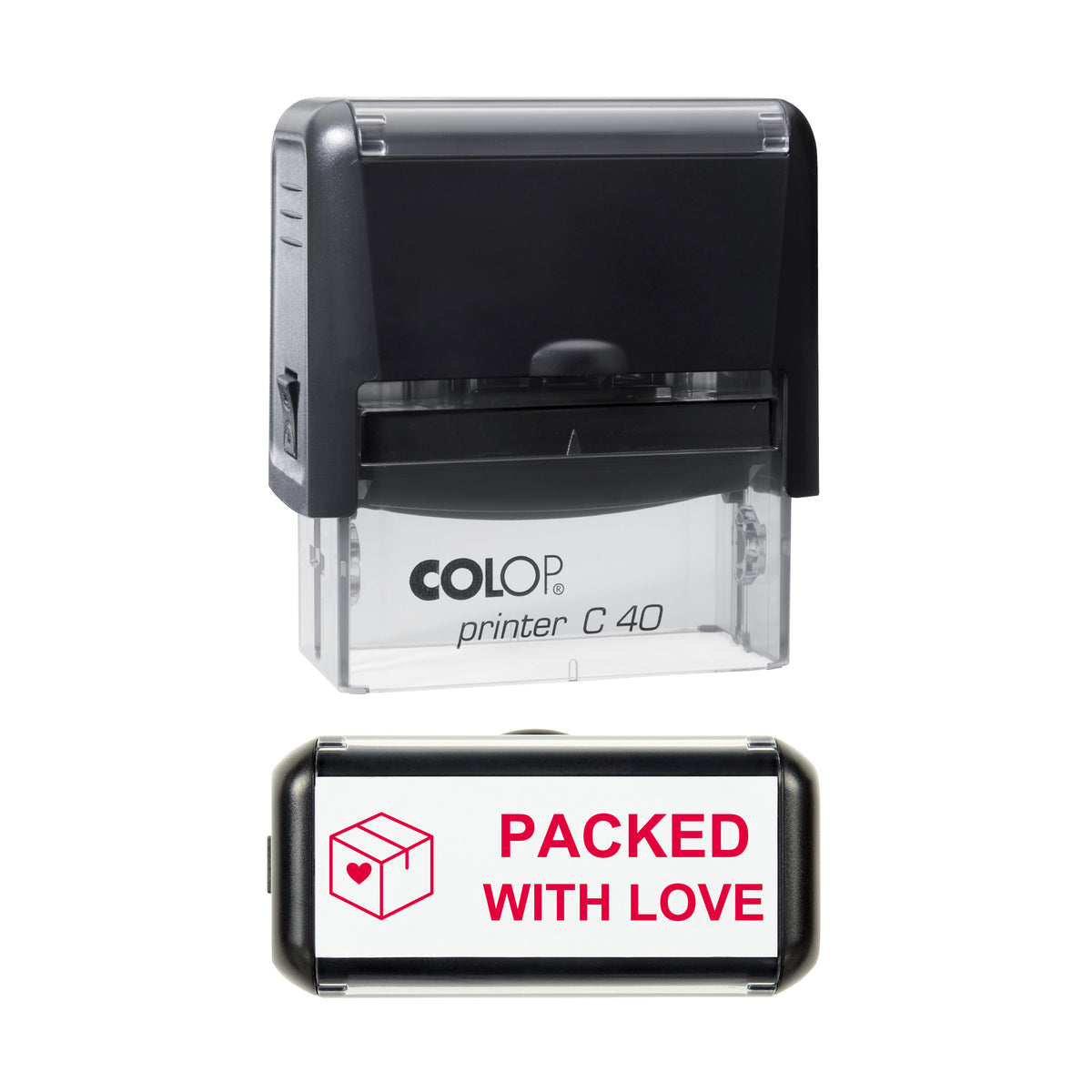 Packed With Love Packaging Stamp, COLOP C40, 58 x 22mm, red ink