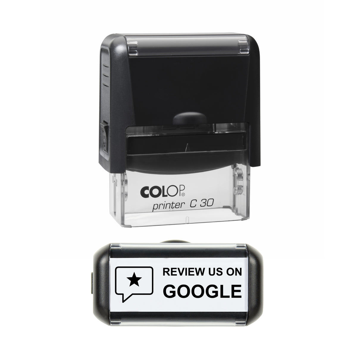 Review Us on Google Stamp, COLOP C30, 45 x 18mm, black ink