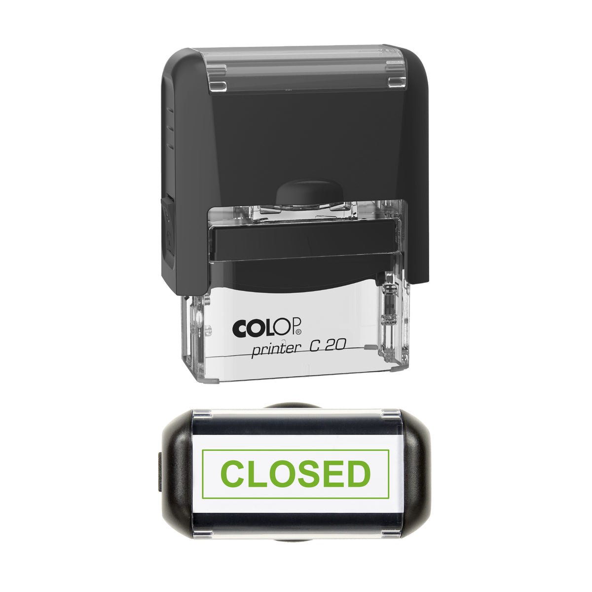Closed Stock Stamp, COLOP C20, 37 x 12mm, light_green ink