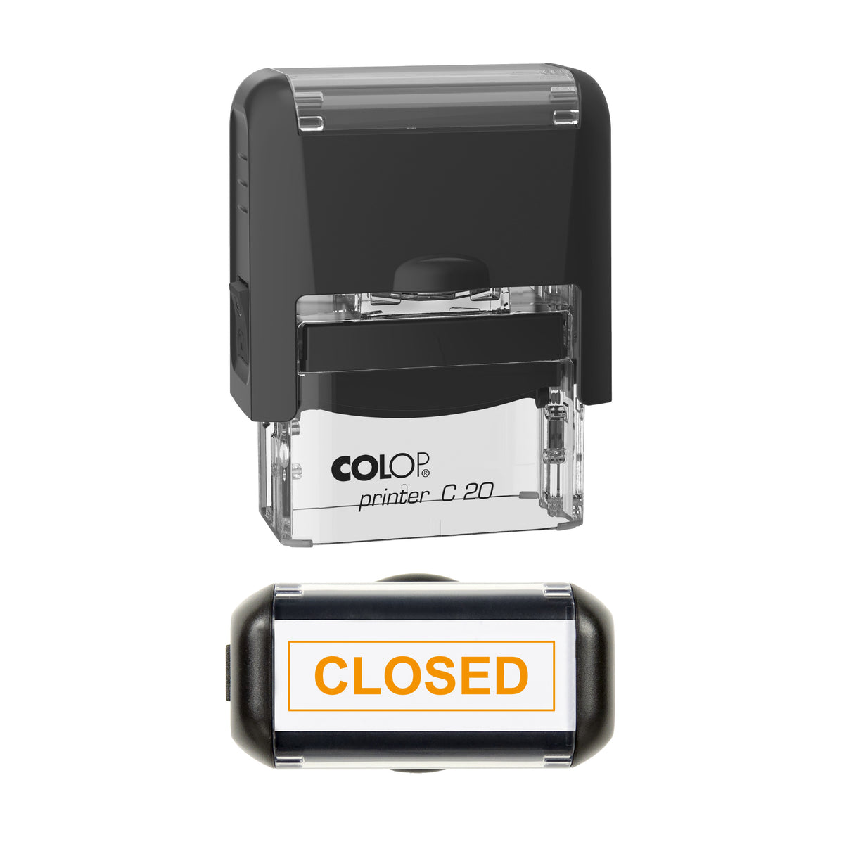 Closed Stock Stamp, COLOP C20, 37 x 12mm, orange ink