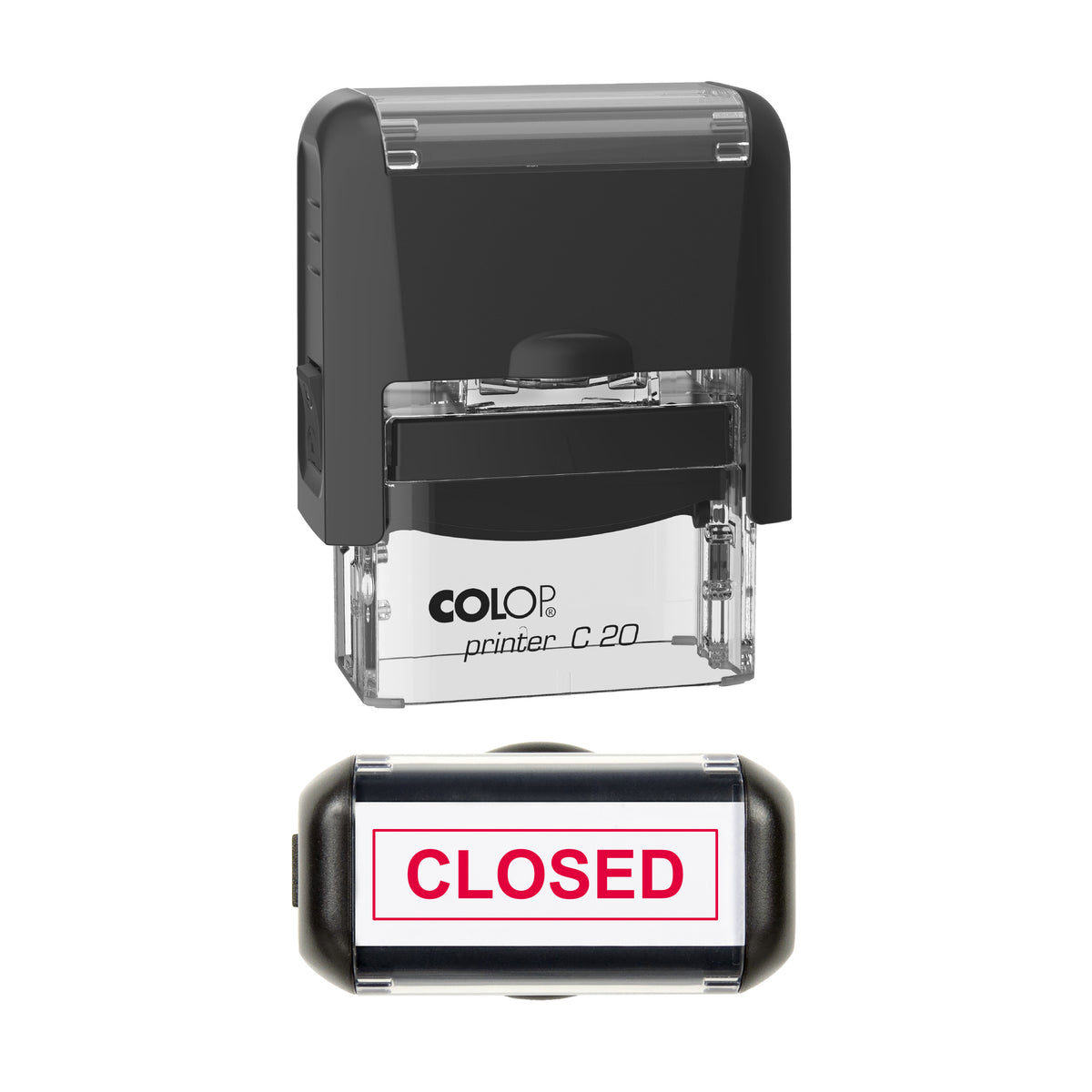 Closed Stock Stamp, COLOP C20, 37 x 12mm, red ink