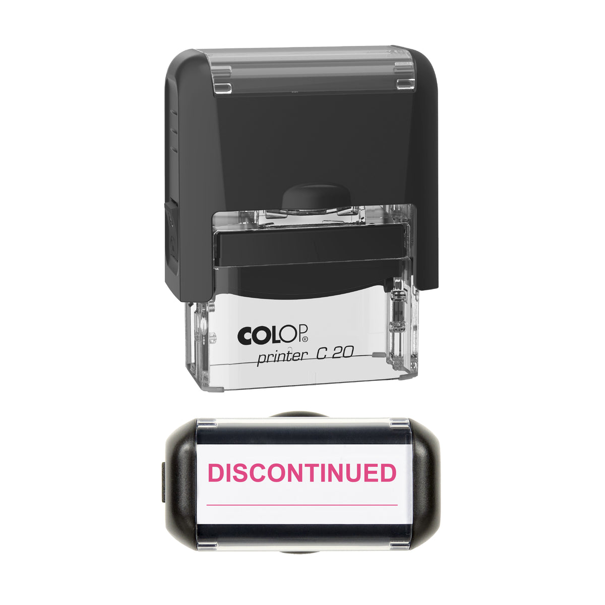 Discontinued with Writing Line Stock Stamp, COLOP C20, 37 x 12mm, soft_pink ink