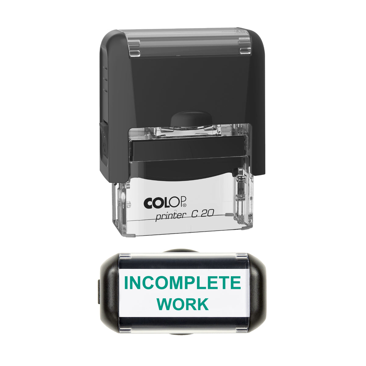 Incomplete Work Teacher Stamp, COLOP C20, 37 x 12mm, green ink