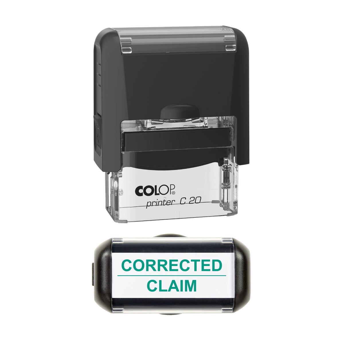 Corrected Claim Stamp, COLOP C20, 37 x 12mm, green ink