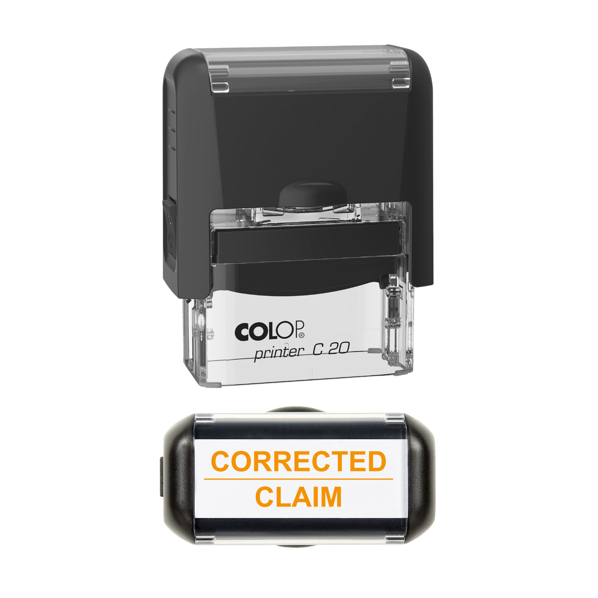 Corrected Claim Stamp, COLOP C20, 37 x 12mm, orange ink