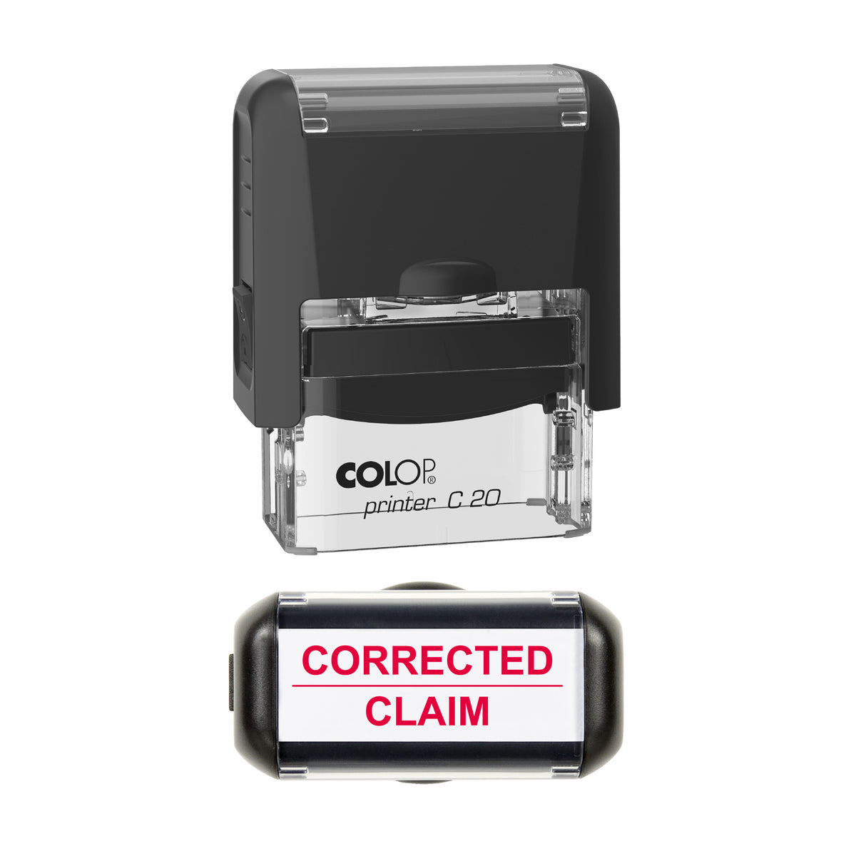 Corrected Claim Stamp, COLOP C20, 37 x 12mm, red ink