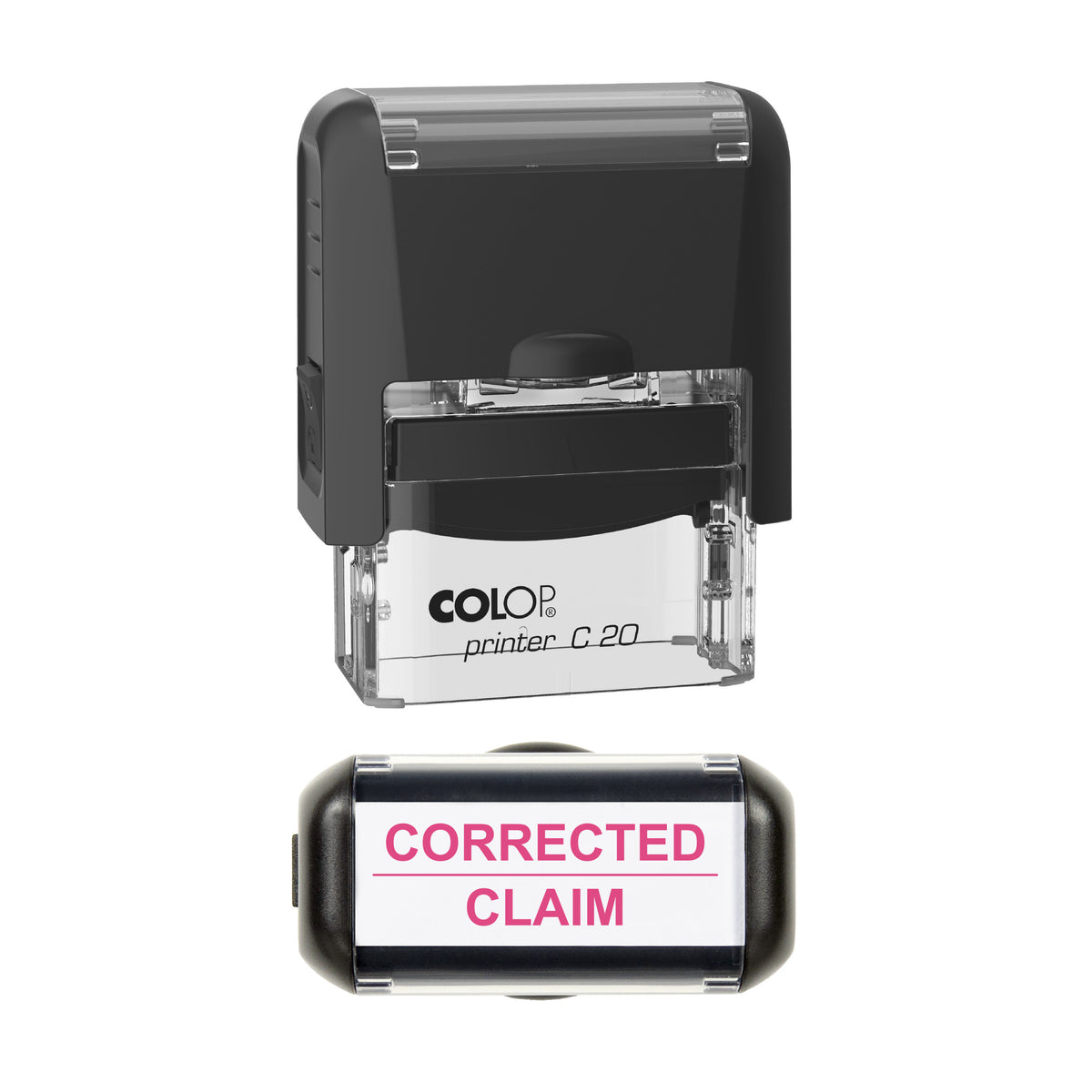 Corrected Claim Stamp, COLOP C20, 37 x 12mm, soft_pink ink